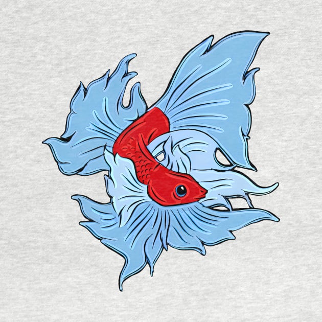 Betta Fish In Red And Blue by PhotoArts